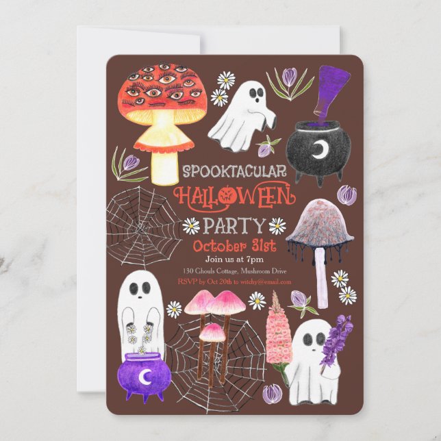 Cottagecore Halloween Ghouls Dark Einladung (Vorderseite)