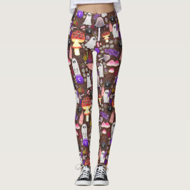 Cottagecore Halloween Ghouls Dark Leggings