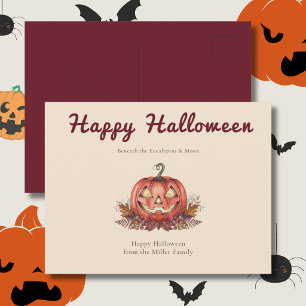 Cottagecore Halloween-Kürbis Postkarte