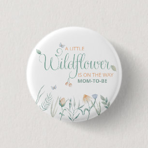 Cottagecore Herbst-Wildblumen-Aquarell-Baby-Party Button