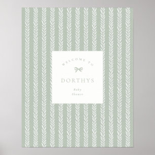 Cottagecore-Herringbone-Sagegrüne Babyparty Poster