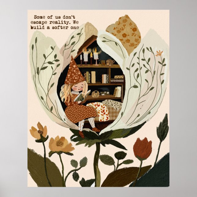 Cottagecore-Leseecke-Wandkunst Poster (Vorne)
