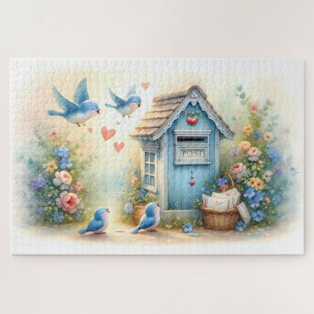Cottagecore-Liebesbriefe Blauepostkasten (Horizontal)