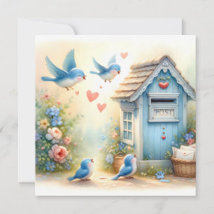 Cottagecore-Liebesbriefe Blauepostkasten Karte
