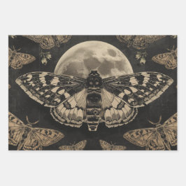 Cottagecore-Mondfalter-Gothik-Garten Geschenkpapier Set
