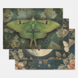 Cottagecore-Mondnachtfalter-Gotischer Mondfalter-N Geschenkpapier Set