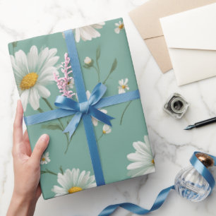 Cottagecore-Pastell-Daisy-Minz-Fleurendesign Geschenkpapier