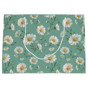 Cottagecore Pastell Gänseblümchen Minze Blumenmust Große Geschenktüte