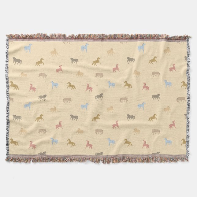 Cottagecore-Pastell-Western-Wildpferde Decke (Vorderseite)