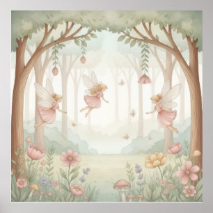 Cottagecore Pastellrosa Feen Garten Individuelle W Poster
