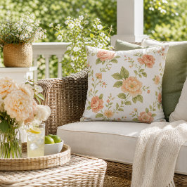 Cottagecore Pfirsichfarbene Rosenblüten  Kissen