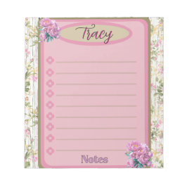 Cottagecore Pink Floral Garden Custom Notizblock