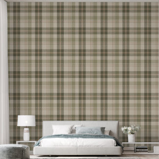 Cottagecore Plaid in Sage and Cream Tapete