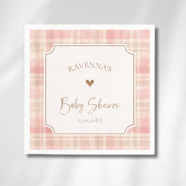 Cottagecore-Rosé-Elfenbein-Karo-Gold-Baby-Party Serviette