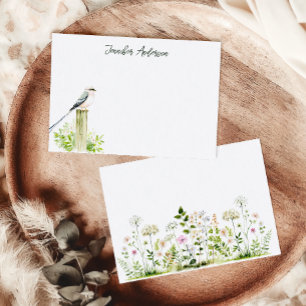 Cottagecore-Schloss-Blumen-Vogel-Personalized Mitteilungskarte