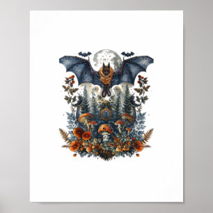 Cottagecore Schmetterlinge Fledermäuse N Pilz Mond Poster