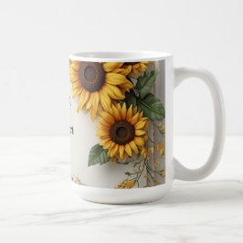 Cottagecore Sonnenblumen-Blumenarrangement Kaffeetasse
