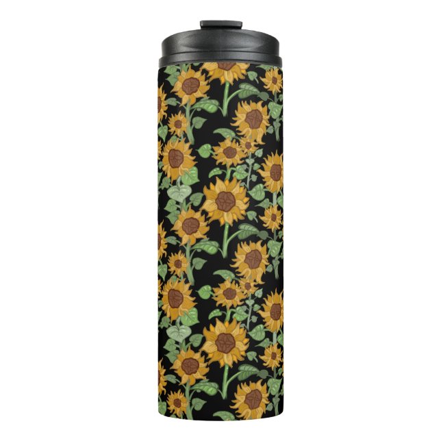 CottageCore Sonnenblumenmuster Thermosbecher (Vorderseite)