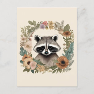 Cottagecore Süßer Waschbär Postkarte