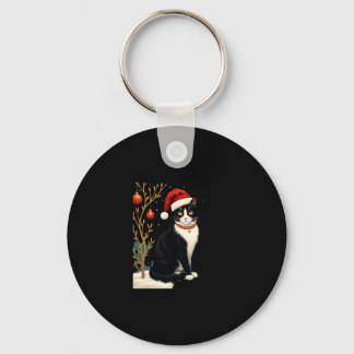 Cottagecore Tuxedo Cat Funny Xmas Aesthetic Santa  Schlüsselanhänger