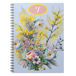 CottageCore Wasserfarbe Frühlingsblumen Bouquet Notizblock