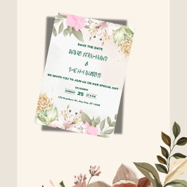Cottagecore Wedding Invitation Suite, Romantic Eng