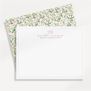 Cottagecore-Wiesen-Blumen-Rosa-Schleife-Kinderzimm Einladung