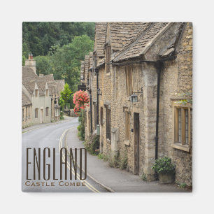 Cottages en Castle Combe, Angleterre aimant texte