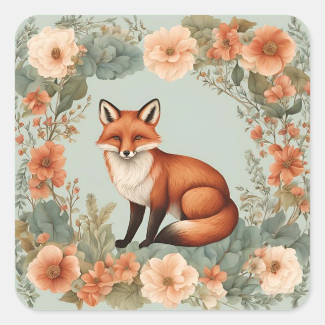 Cottages Fox Quadratischer Aufkleber (Vorderseite)