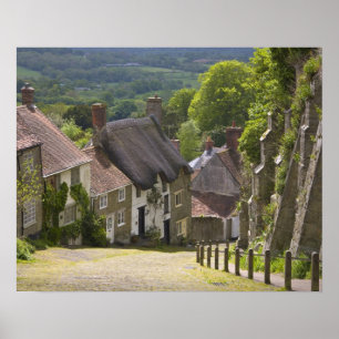 Cottages in Gold Hill, Shaftesbury, Dorset, Poster