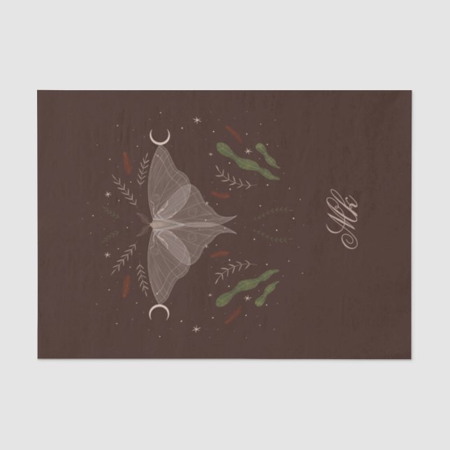 Cottecore Moth Personalisiert Throw Kissen Seidenpapier (Vorderseite)