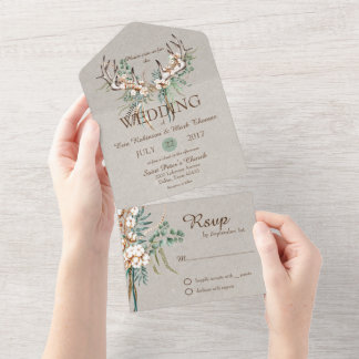 Cotton Antler Boho Wedding All In One Einladung