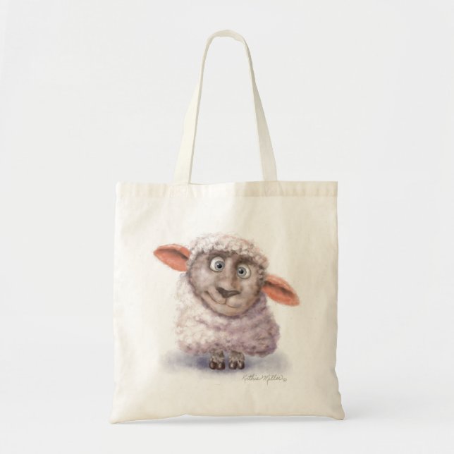 Cotton Ball Sheep Cartoon Tragetasche (Vorne)