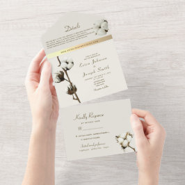 Cotton-Blume-Hochzeit All In One Einladung