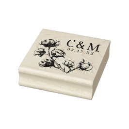 Cotton Boll-Pflanze Hochzeitssache Das Datumsmonog Gummistempel