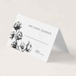 Cotton Boll-Pflanze Zeichnend Hochzeitssitzkarten