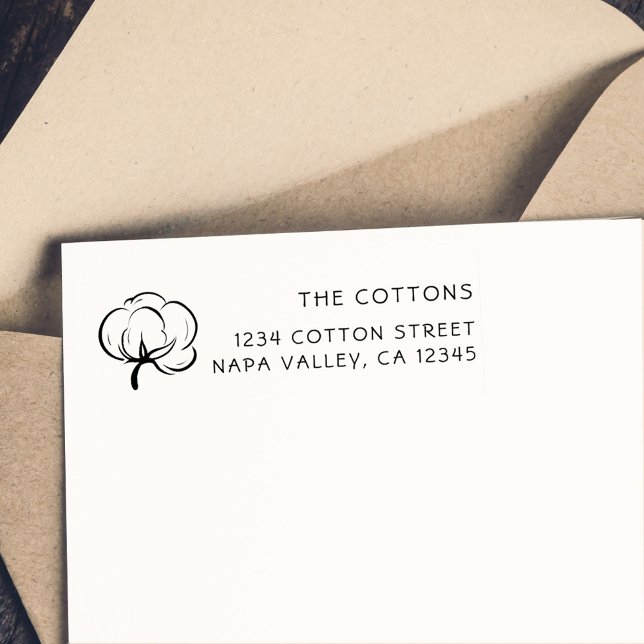 Cotton Boll-Symbol | Rücksendeadresse von Familien Permastempel (Von Creator hochgeladen)