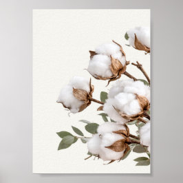 Cotton Botanical Wall Ar| Neutral Farmhouse Print Poster