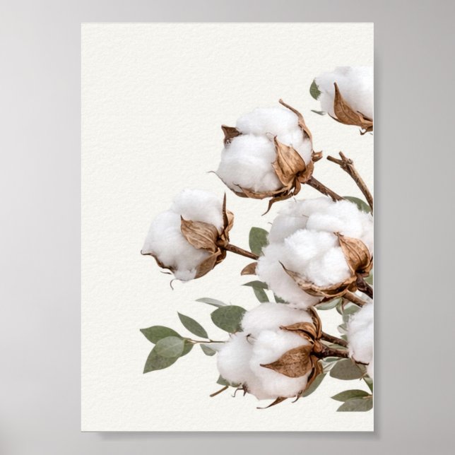 Cotton Botanical Wall Ar| Neutral Farmhouse Print Poster (Vorne)