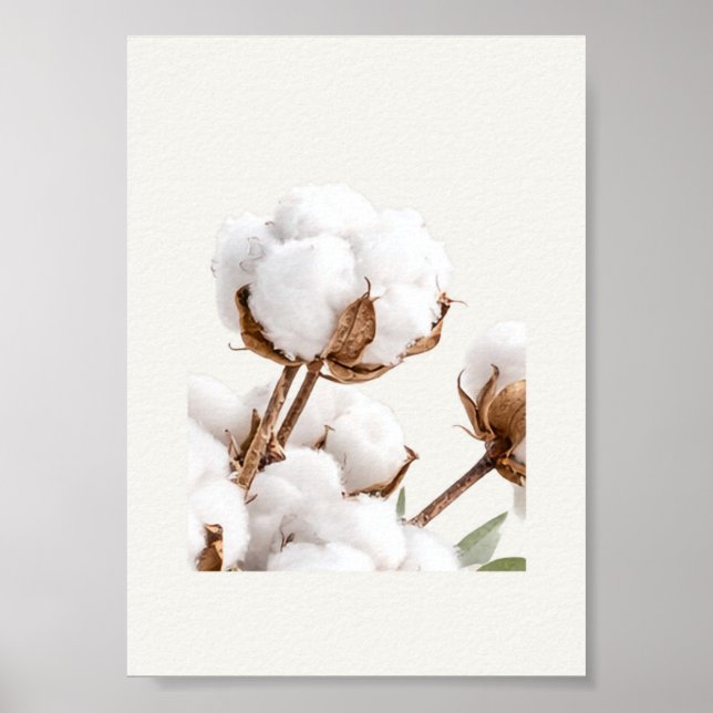 Cotton Branch Wall Art | Minimal Neutral Farmhouse Poster (Vorne)