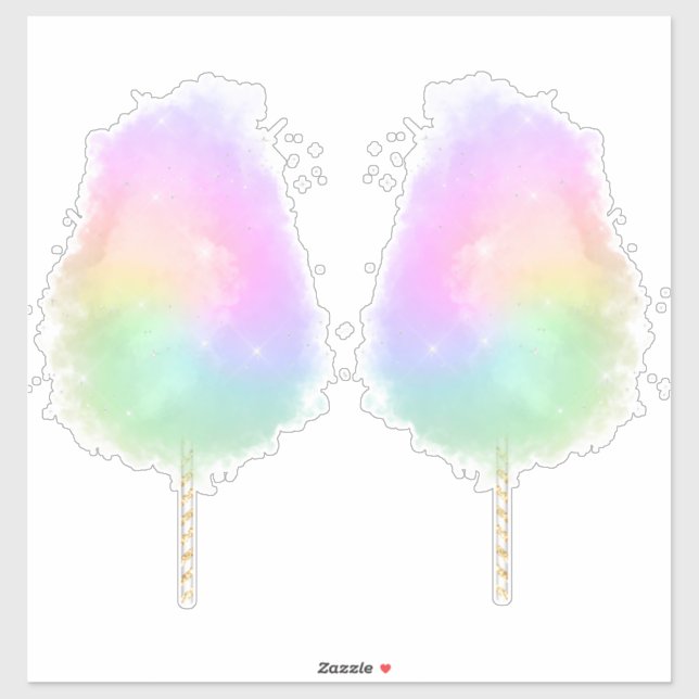 Cotton candelpastel Regenbogen Glitzer niedlich Aufkleber (Blatt)