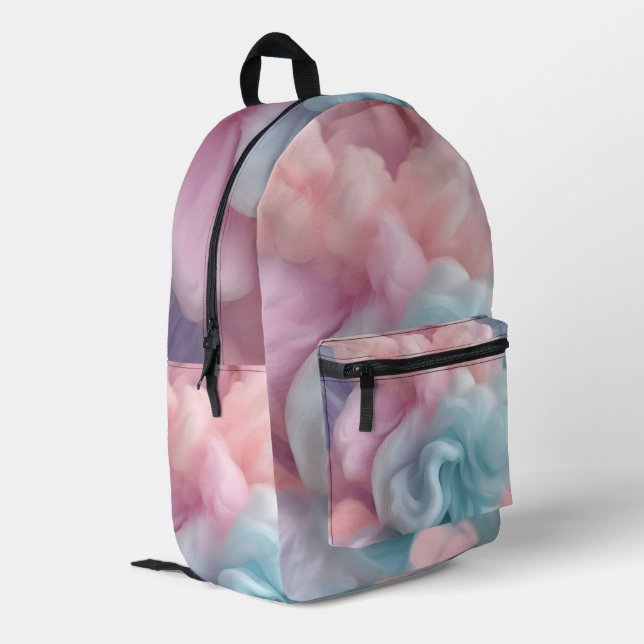 Cotton Candy Abstrakt Bedruckter Rucksack (Rückseitige Ecke links)