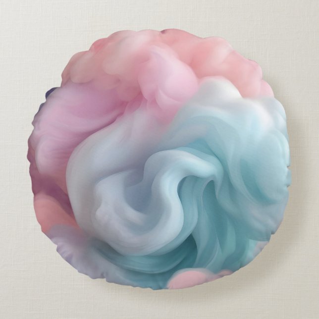 Cotton Candy Abstrakt Rundes Kissen (Vorderseite)