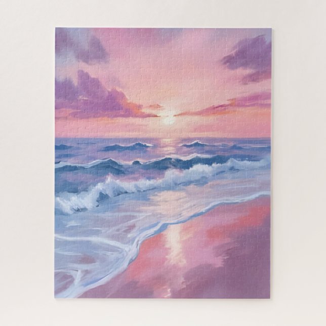 Cotton Candy Beach | Pink Ocean Waves Painting (Vertikal)