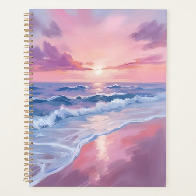Cotton Candy Beach | Pink Ocean Waves Painting Planer (Vorderseite)