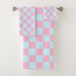 Cotton Candy Checkerboard Badhandtuch Set