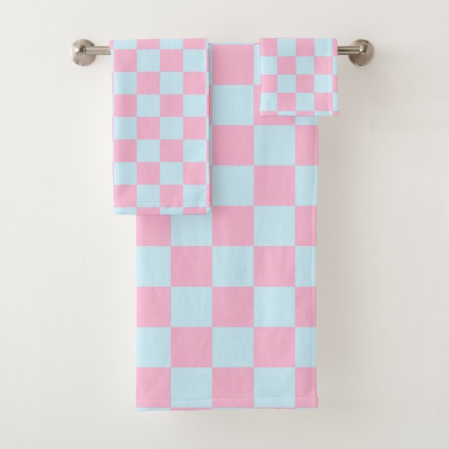 Cotton Candy Checkerboard Badhandtuch Set (Insitu)