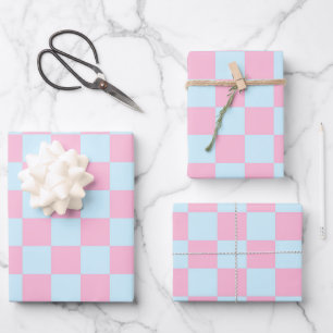 Cotton Candy Checkerboard Geschenkpapier Set