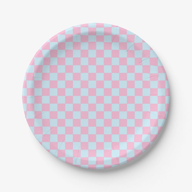 Cotton Candy Checkerboard Pappteller (Vorderseite)