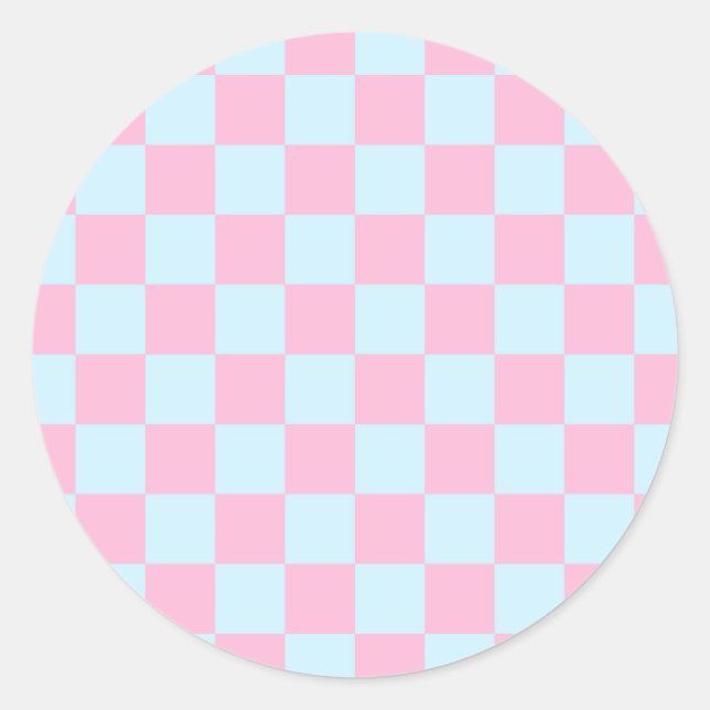 Cotton Candy Checkerboard Runder Aufkleber (Vorderseite)